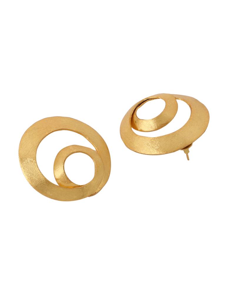 Handcrafted 18K Gold Plated Matte Spin Earrings : ABRKE08