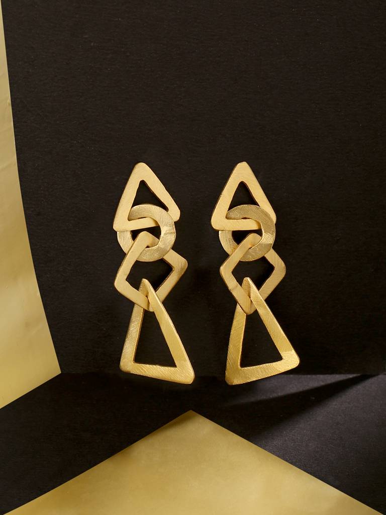 Handcrafted 18K Gold Plated Geometric Danglers : ABRKE11