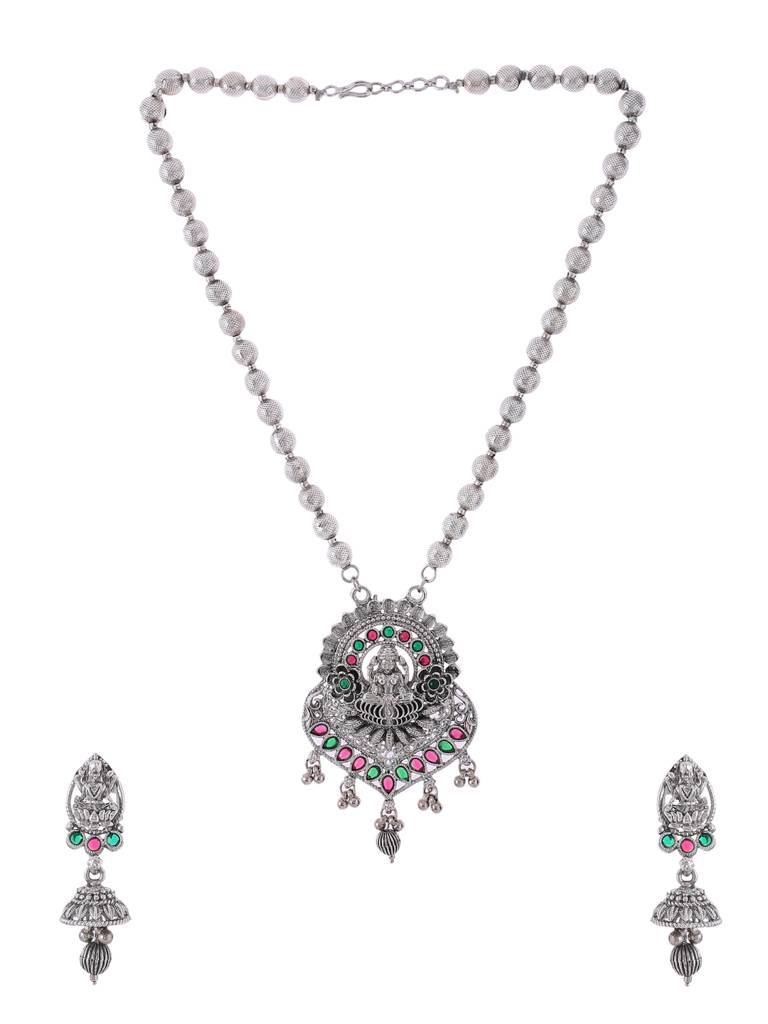 Silver Temple Jewellery Set-Multicolor : ABRSJS09
