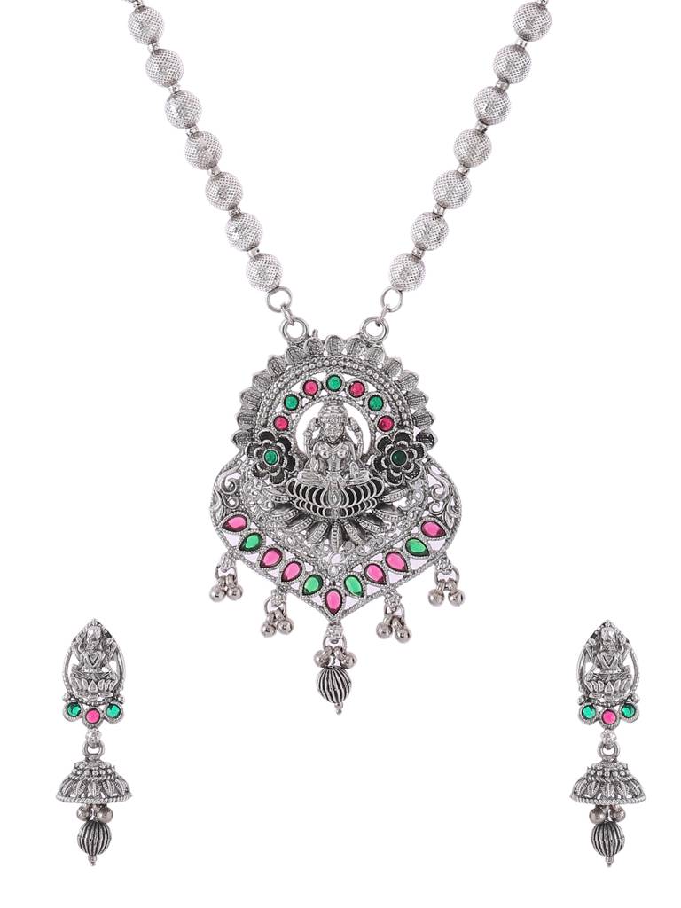 Silver Temple Jewellery Set-Multicolor : ABRSJS09