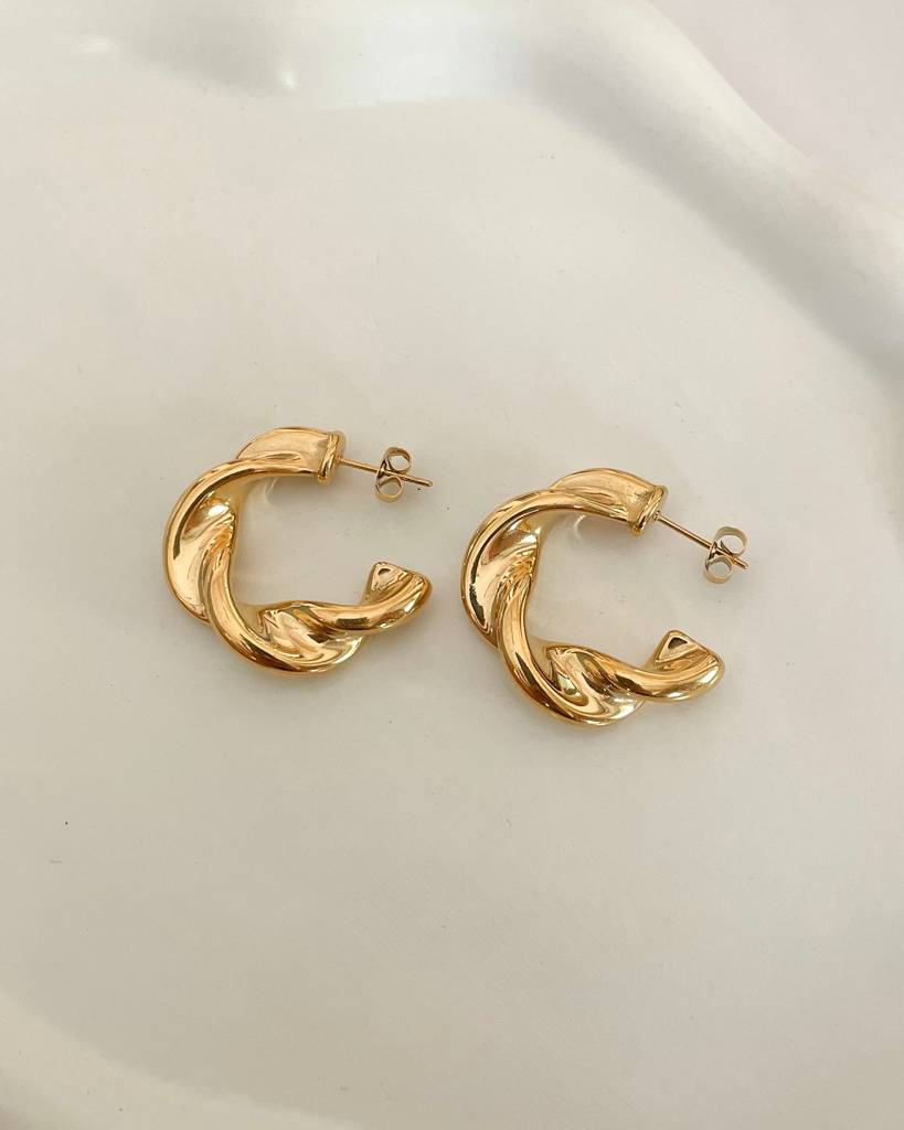 18K Gold Plated Twisted Hoop Earrings, Blair : E56