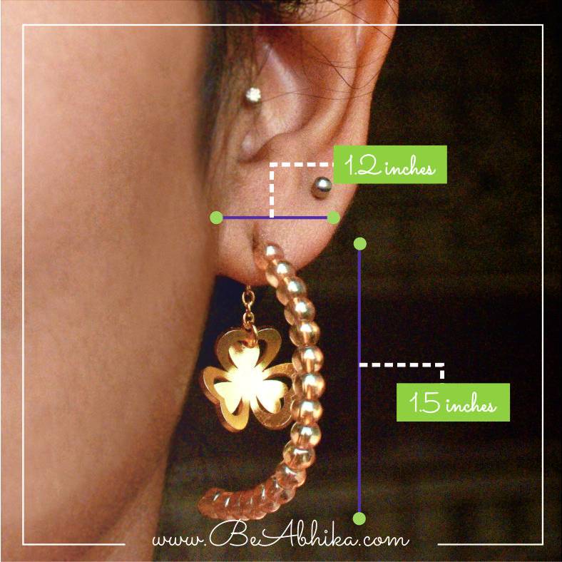 Floral Charm Drop Half Hoop Earring : ACE213