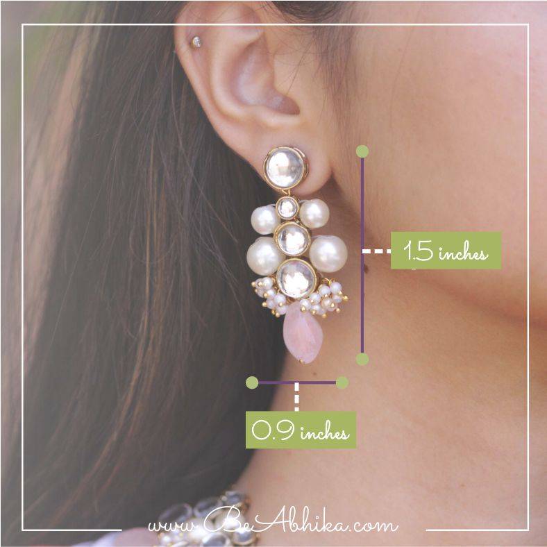 Baby Pink Glass Stone Kundan Earrings : ACE227