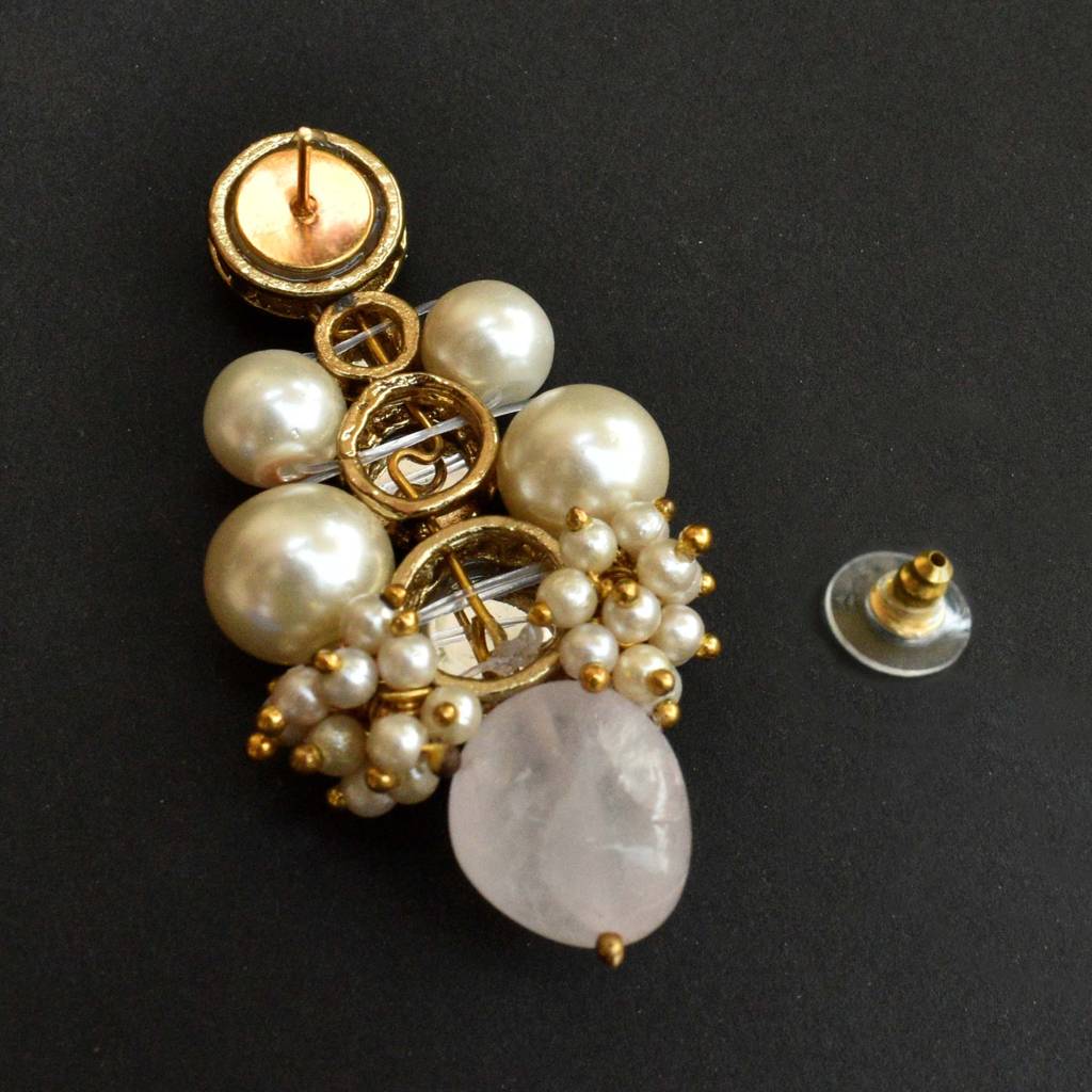 Baby Pink Glass Stone Kundan Earrings : ACE227