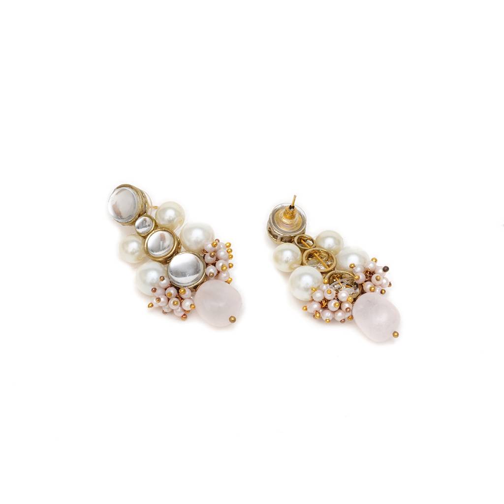 Baby Pink Glass Stone Kundan Earrings : ACE227