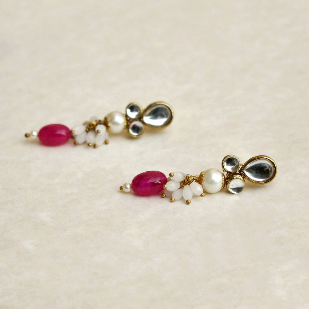 Red Stone Drop Earrings : ACE230
