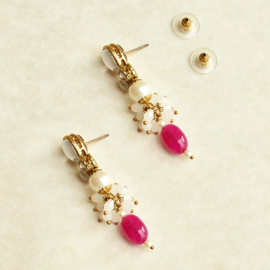 Red Stone Drop Earrings : ACE230