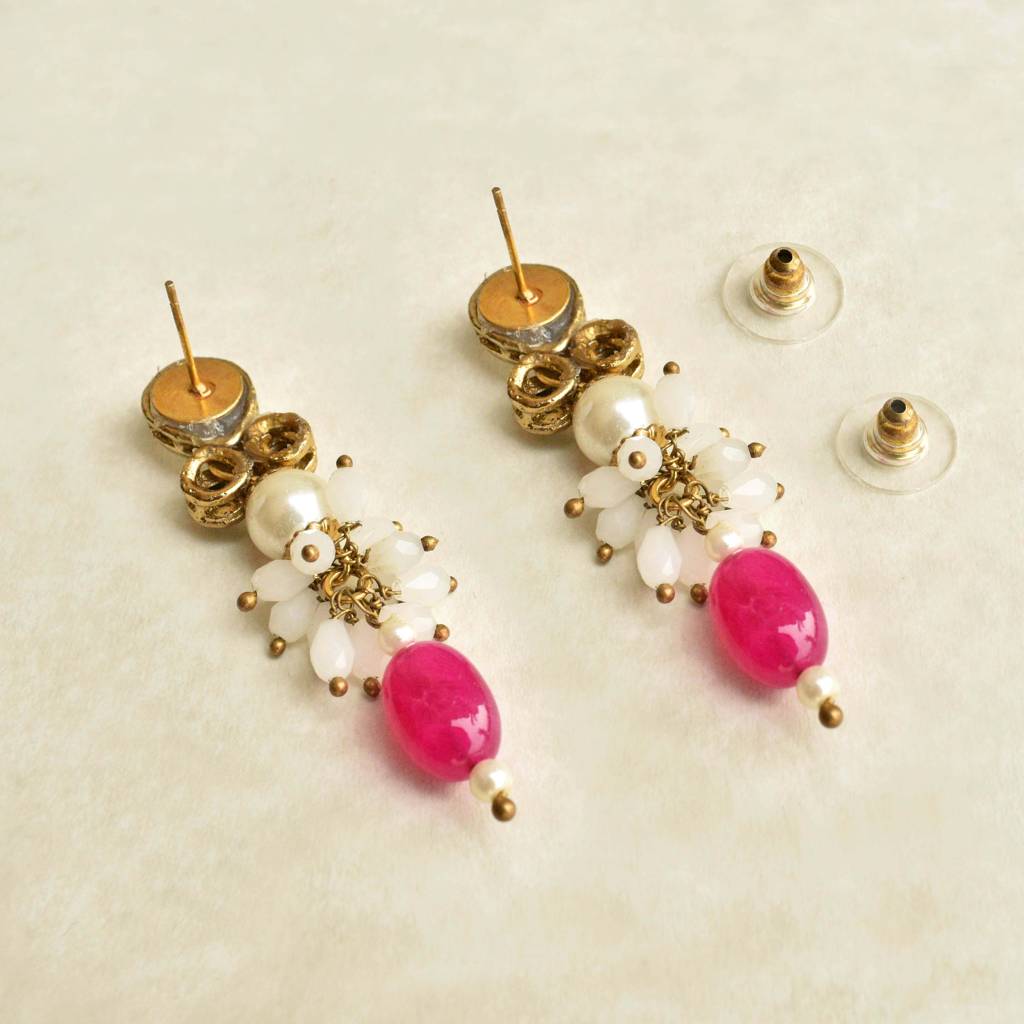 Red Stone Drop Earrings : ACE230