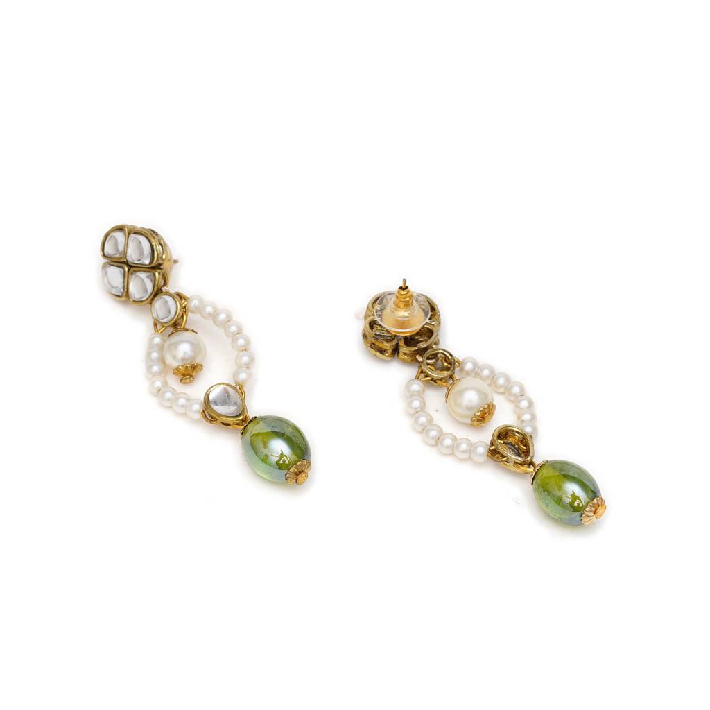 Semi Precious Beads & Kundan Earrings : ACE240