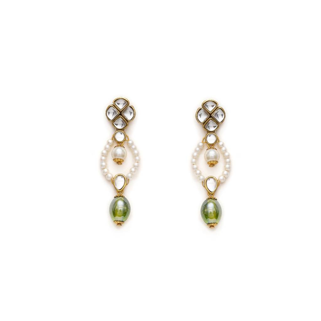 Semi Precious Beads & Kundan Earrings : ACE240