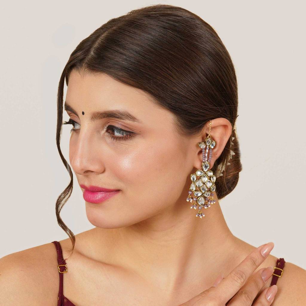 Majestic Kundan Earrings : ACE241-Pu