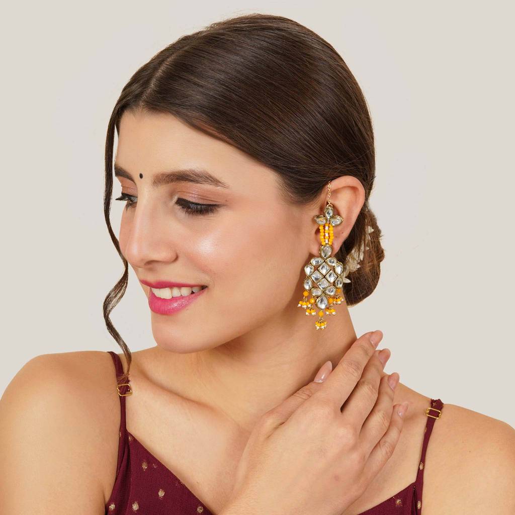 Majestic Kundan Earrings : ACE241-Yl