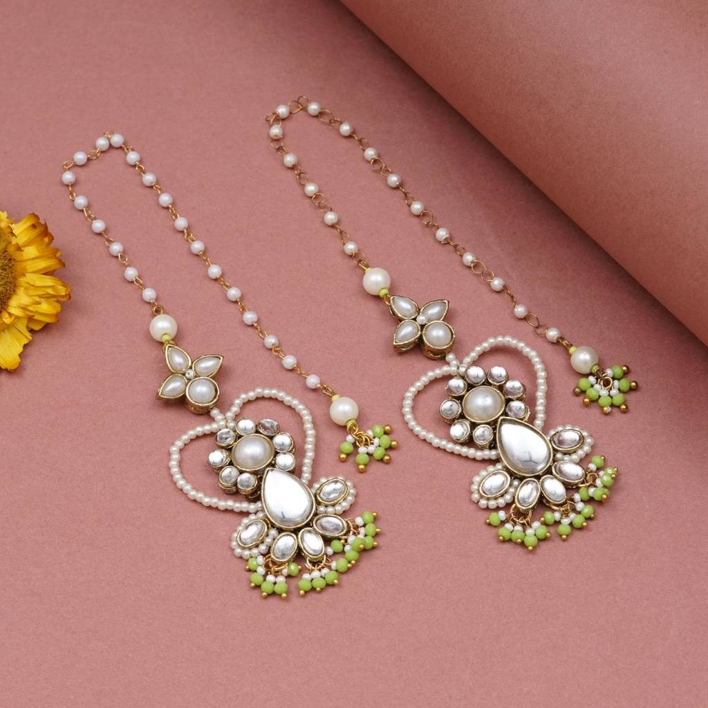 Heart Shaped Beaded Kanauti Earrings : ACE314-LG