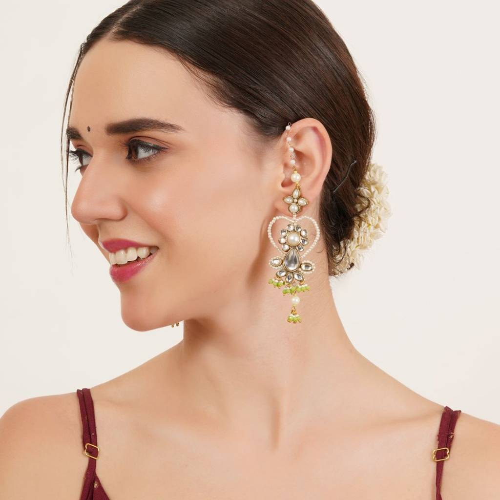 Heart Shaped Beaded Kanauti Earrings : ACE314-LG