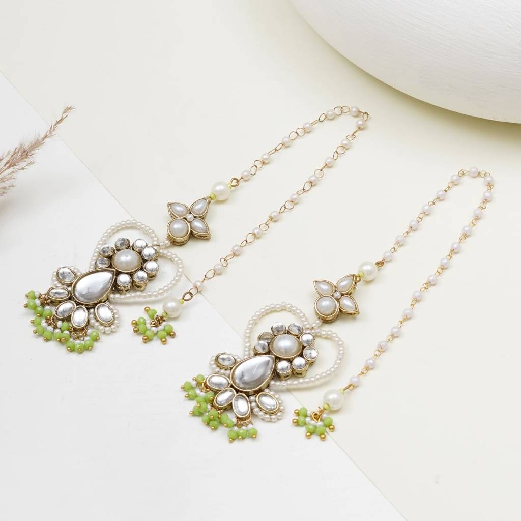 Heart Shaped Beaded Kanauti Earrings : ACE314-LG