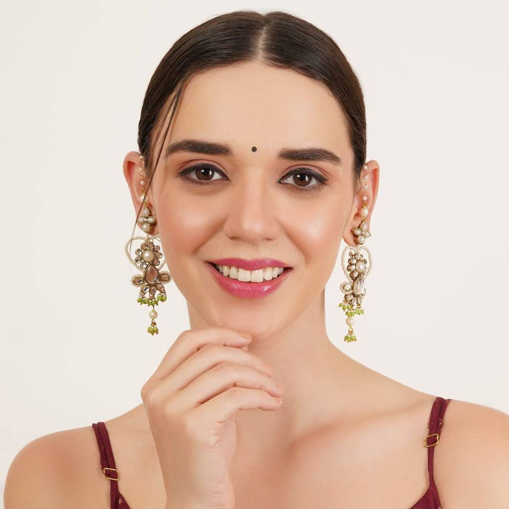 Heart Shaped Beaded Kanauti Earrings : ACE314-LG