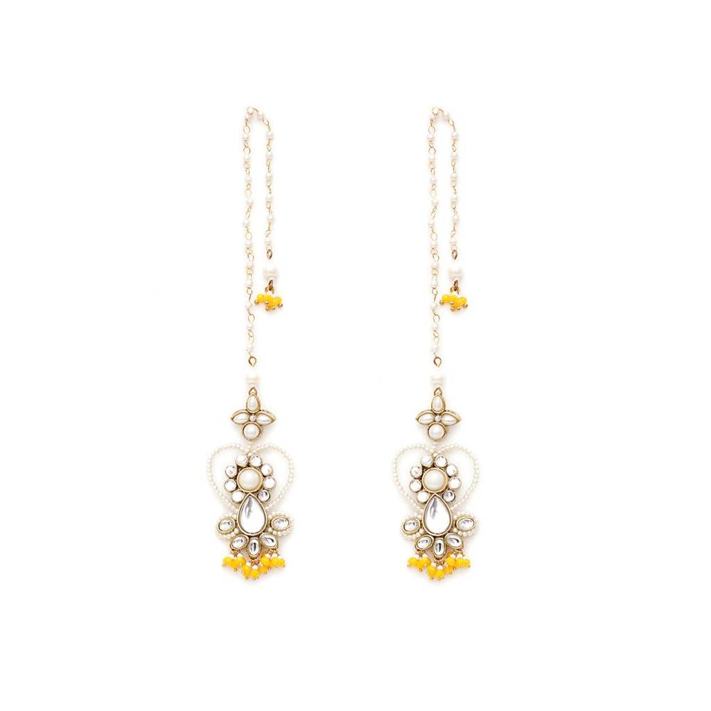 Heart Shaped Beaded Kanauti Earrings : ACE314-Yl