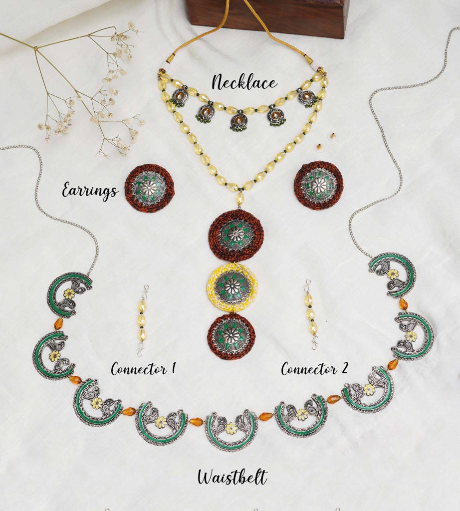 Multi-Stranded Bohemian Jewelry Set With Circular Charms : ACFS001