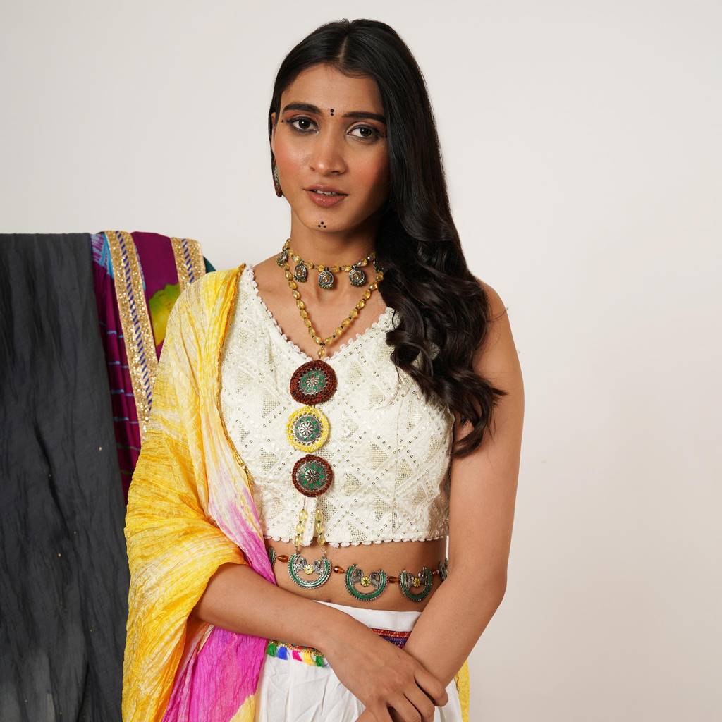 Multi-Stranded Bohemian Jewelry Set With Circular Charms : ACFS001