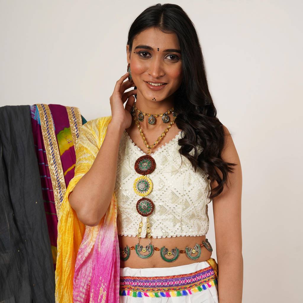 Multi-Stranded Bohemian Jewelry Set With Circular Charms : ACFS001