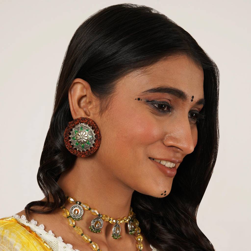 Multi-Stranded Bohemian Jewelry Set With Circular Charms : ACFS001