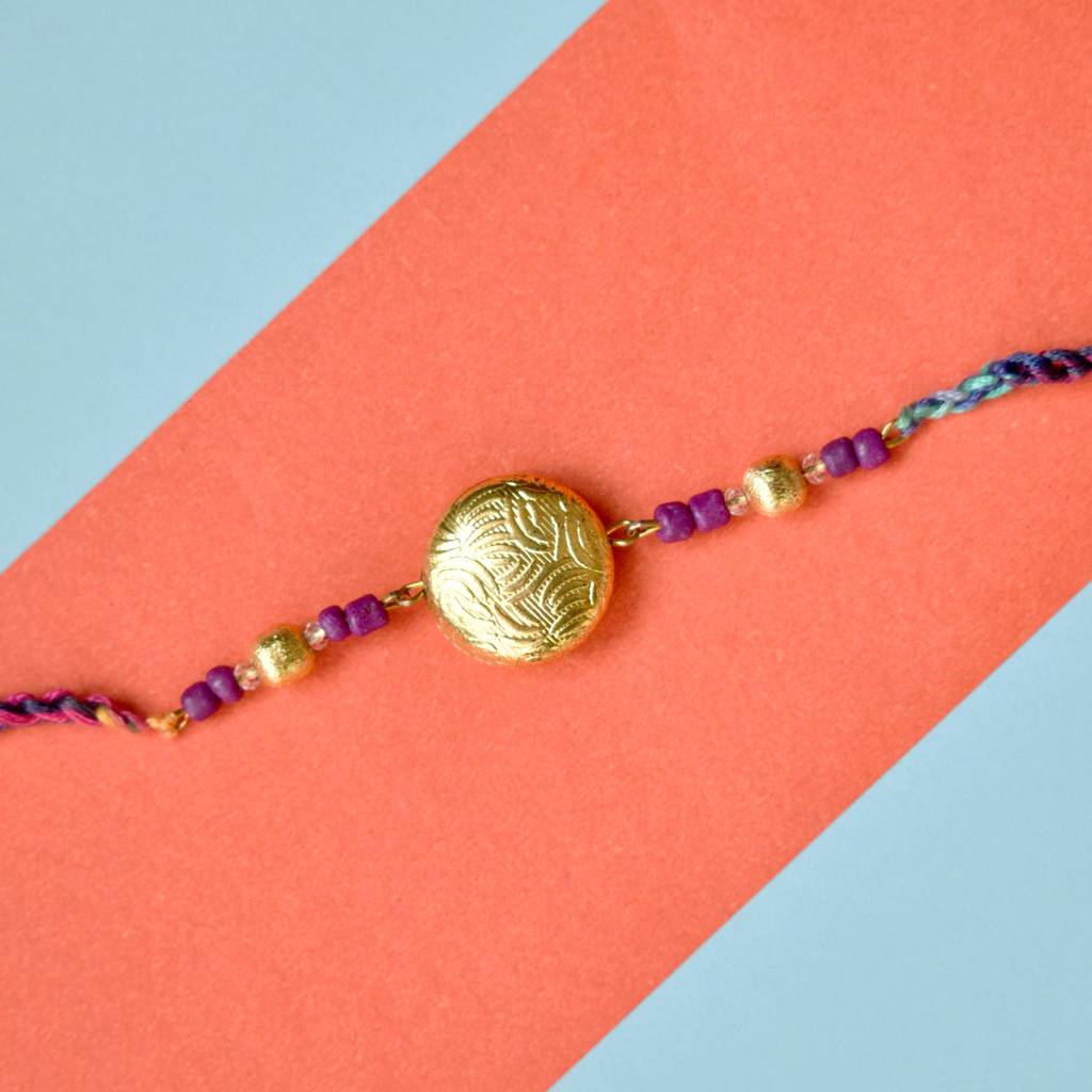 Golden Crescent Rakhi With Roli Chawal : ACJR019