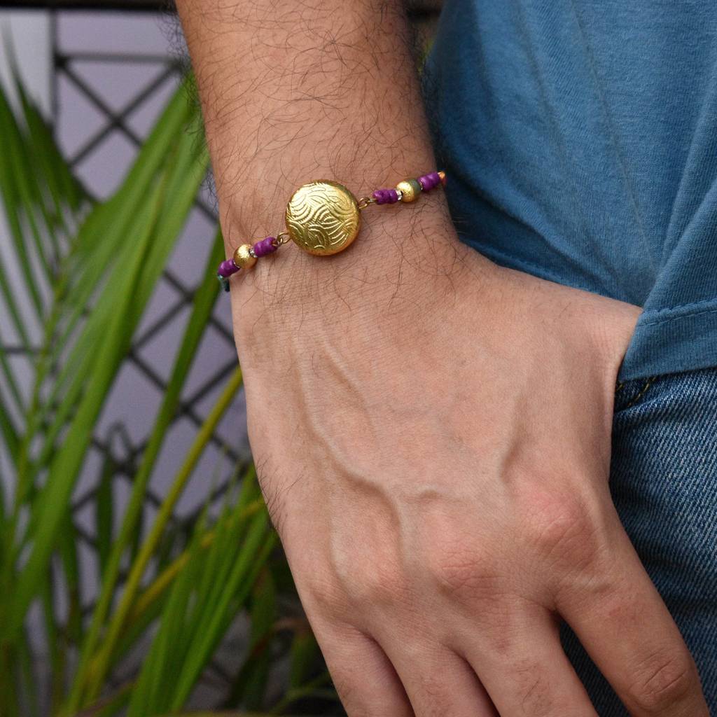 Golden Crescent Rakhi With Roli Chawal : ACJR019