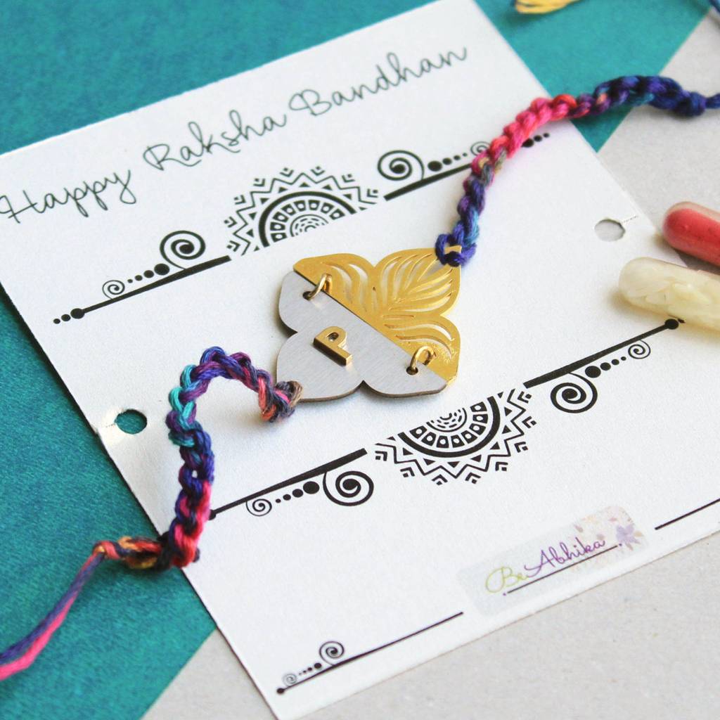Floral Plates Personalised Rakhi With Roli Chawal : ACJR038