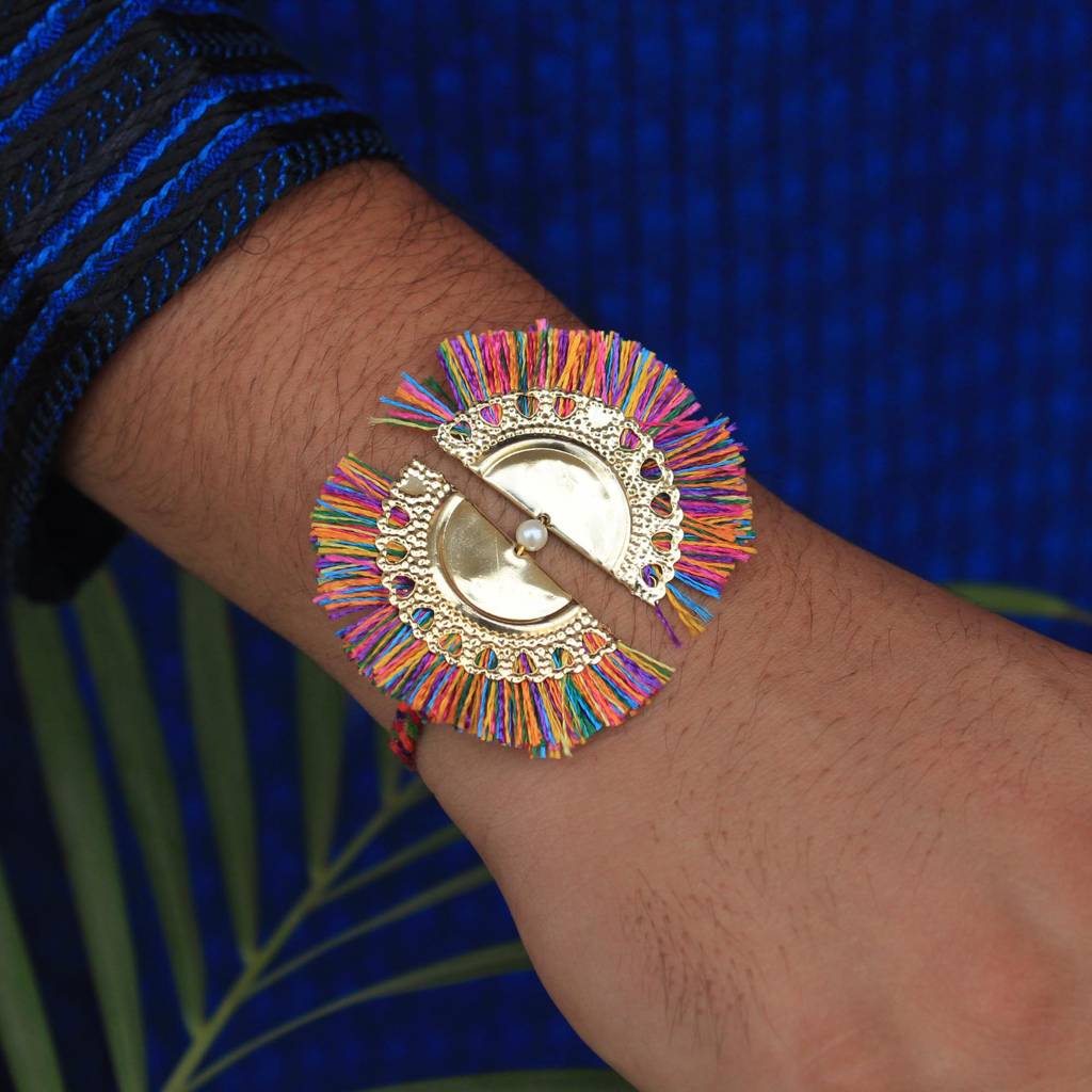 Multicolour Tassel Rakhi With Roli Chawal : ACJR058