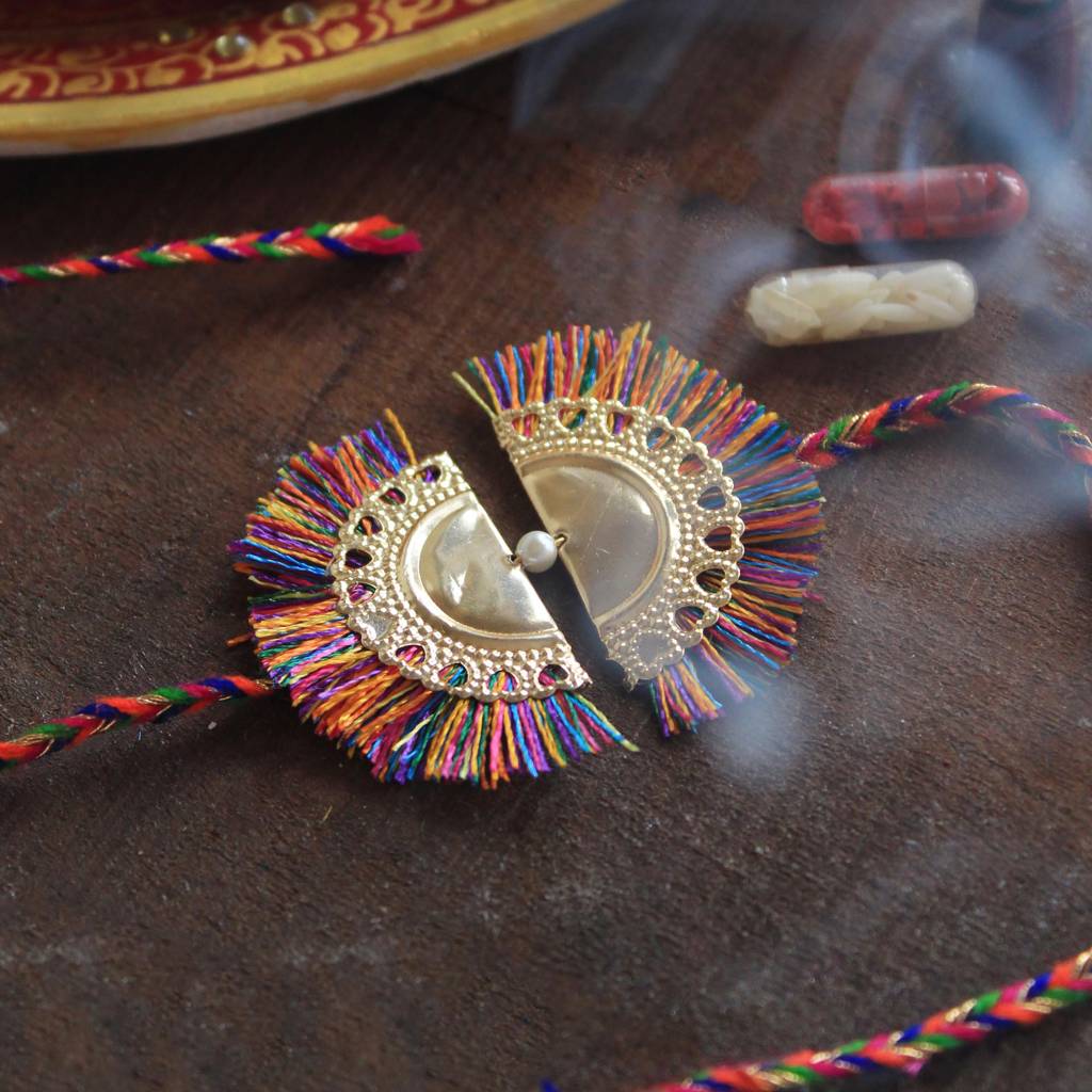 Multicolour Tassel Rakhi With Roli Chawal : ACJR058