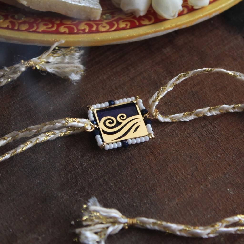Lively Beaded Rakhi With Roli Chawal : ACJR066