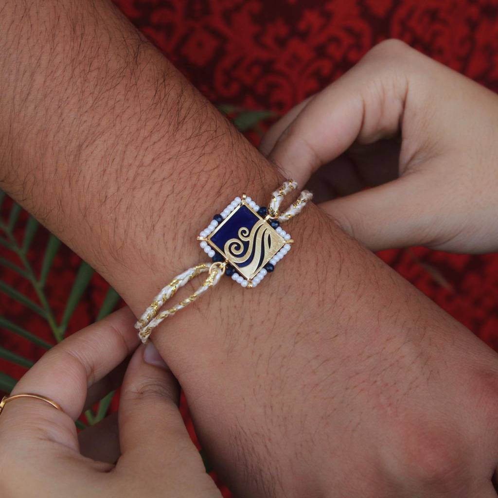 Lively Beaded Rakhi With Roli Chawal : ACJR066