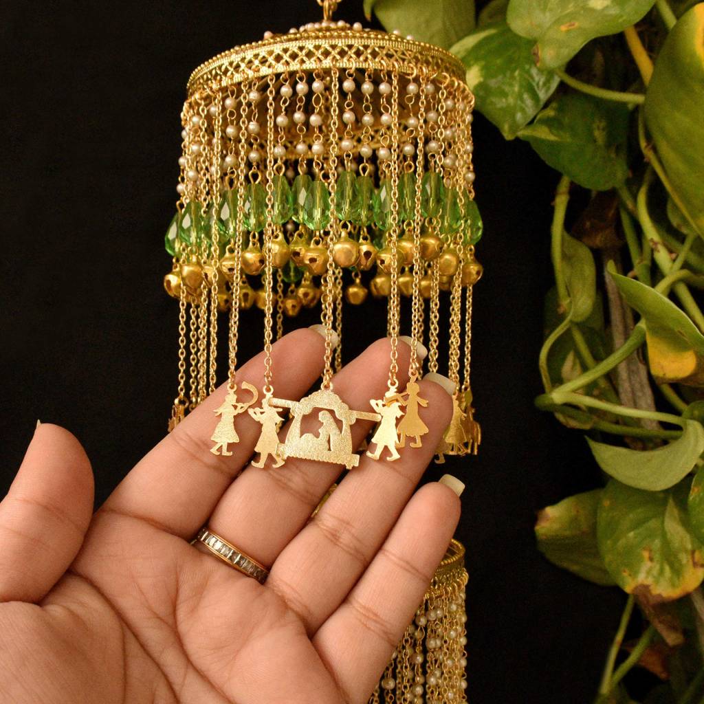 Double Layer Mint Green Stone Baraat Charms Kaleerea : ACKL026