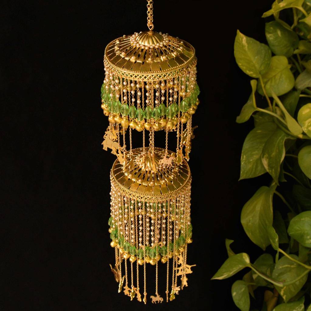 Double Layer Mint Green Stone Baraat Charms Kaleerea : ACKL026