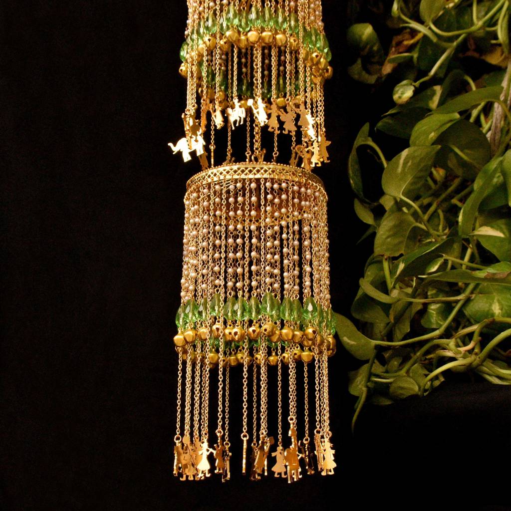 Double Layer Mint Green Stone Baraat Charms Kaleerea : ACKL026