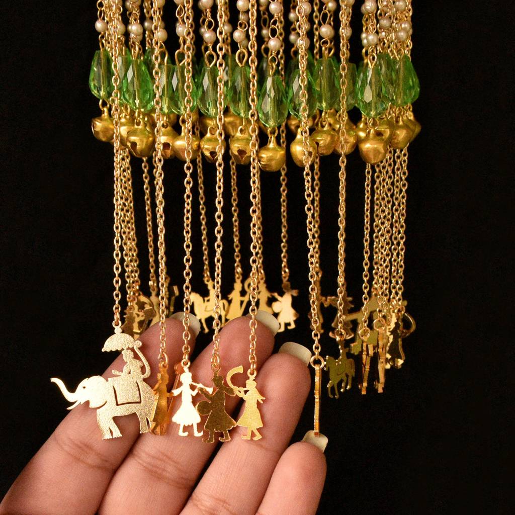 Double Layer Mint Green Stone Baraat Charms Kaleerea : ACKL026