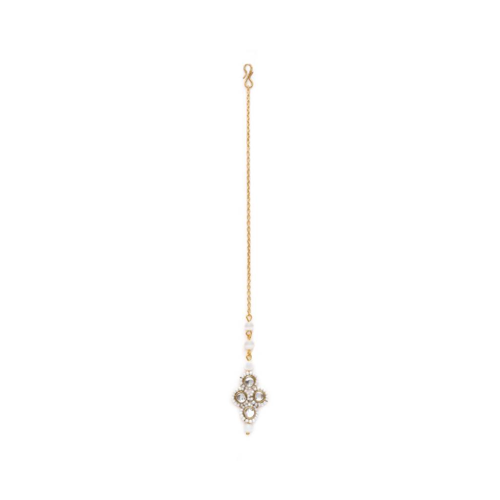 Minimalist White Pearl Maangtikka : ACM015