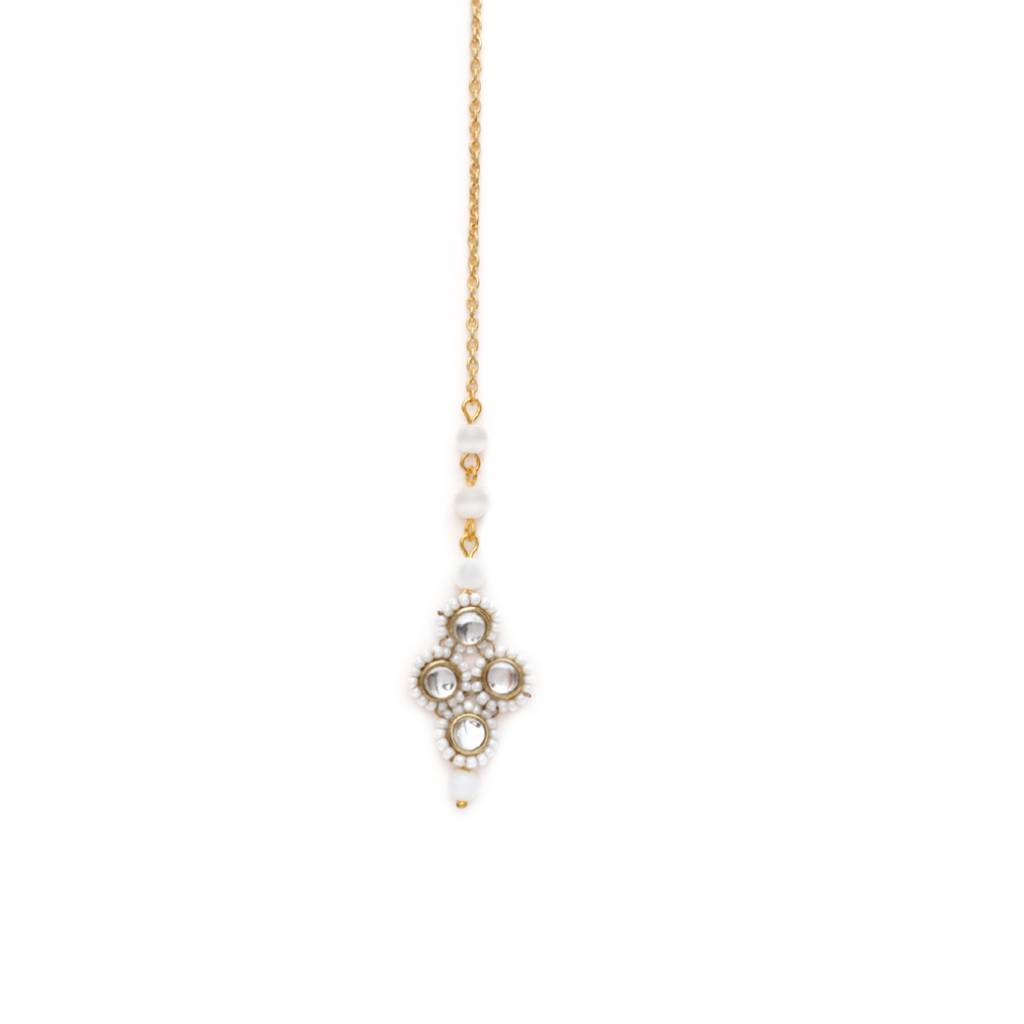 Minimalist White Pearl Maangtikka : ACM015