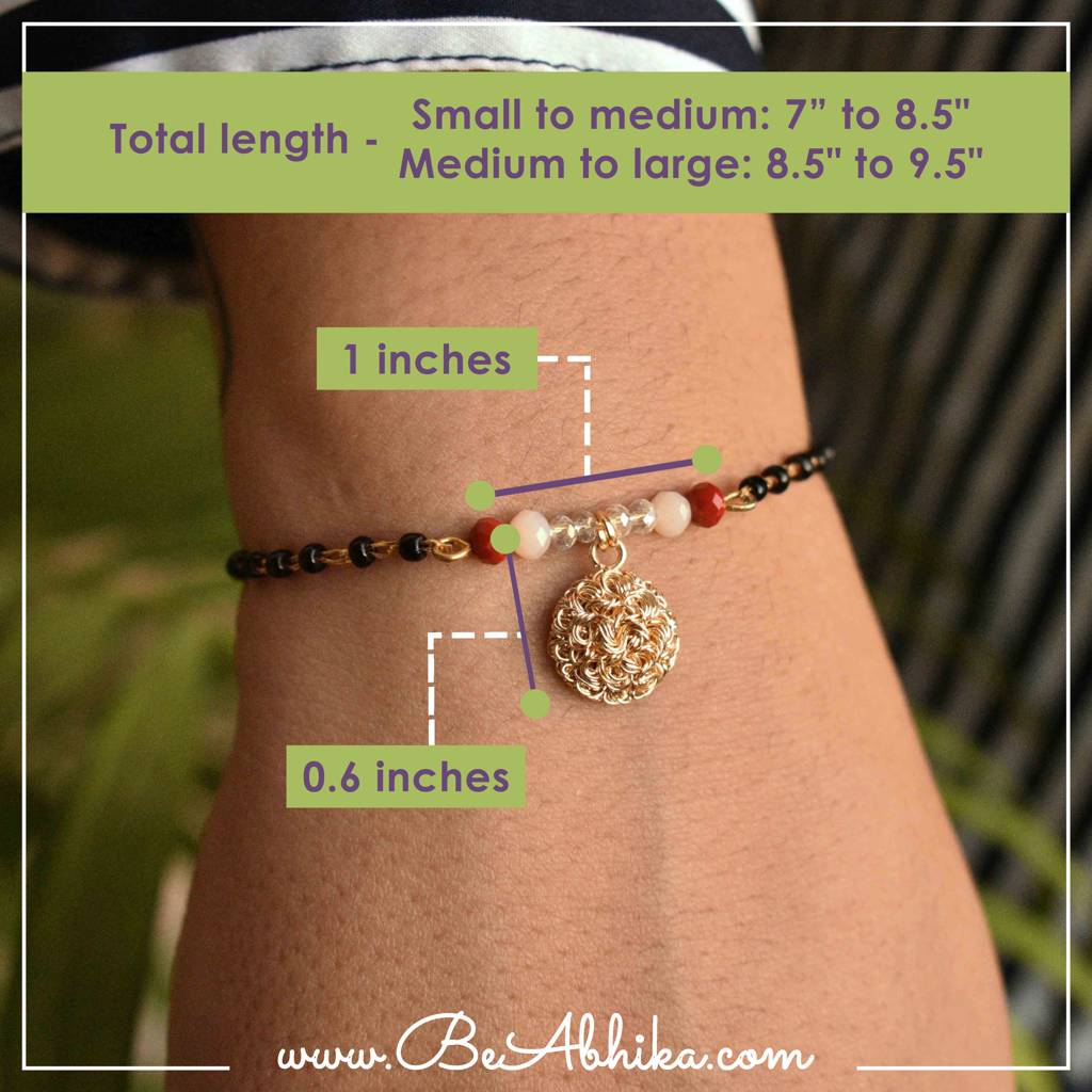 Red And Peach Embellished Mangalsutra Bracelet : ACMB004