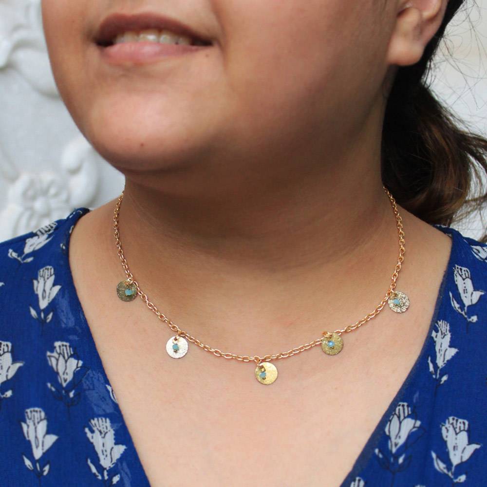 Glass Beads With Coins Necklace : ACMN004