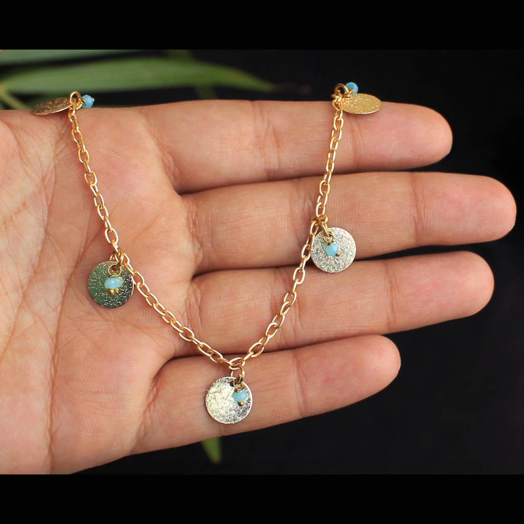 Glass Beads With Coins Necklace : ACMN004