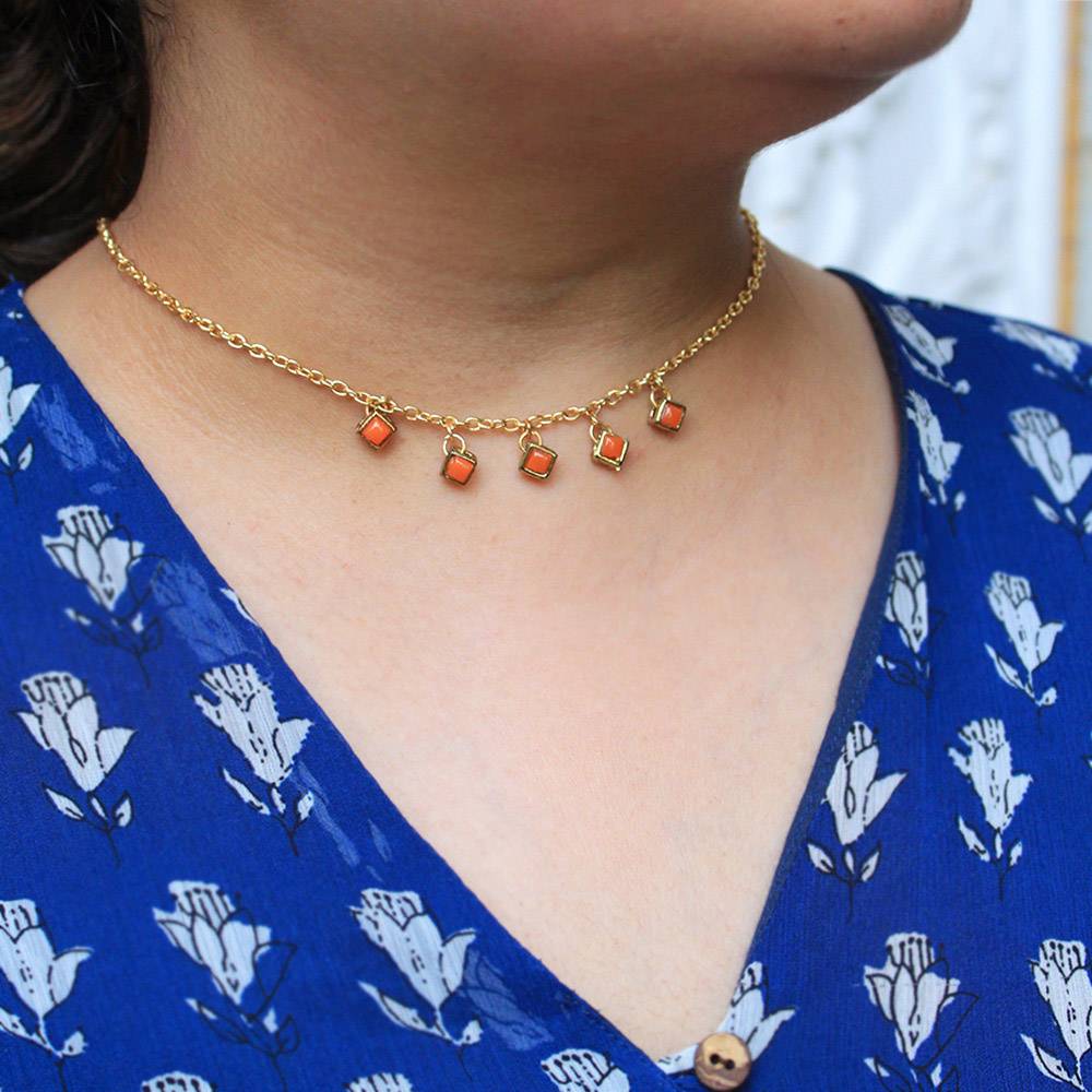 Colored Enameled Kundan Necklace : ACMN005