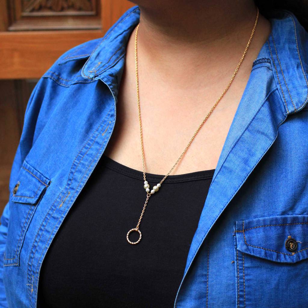 Lariat Necklace With A Ring Drop : ACMN010