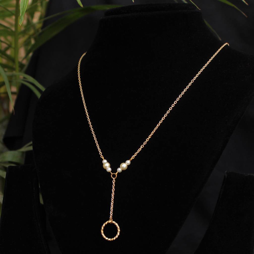Lariat Necklace With A Ring Drop : ACMN010
