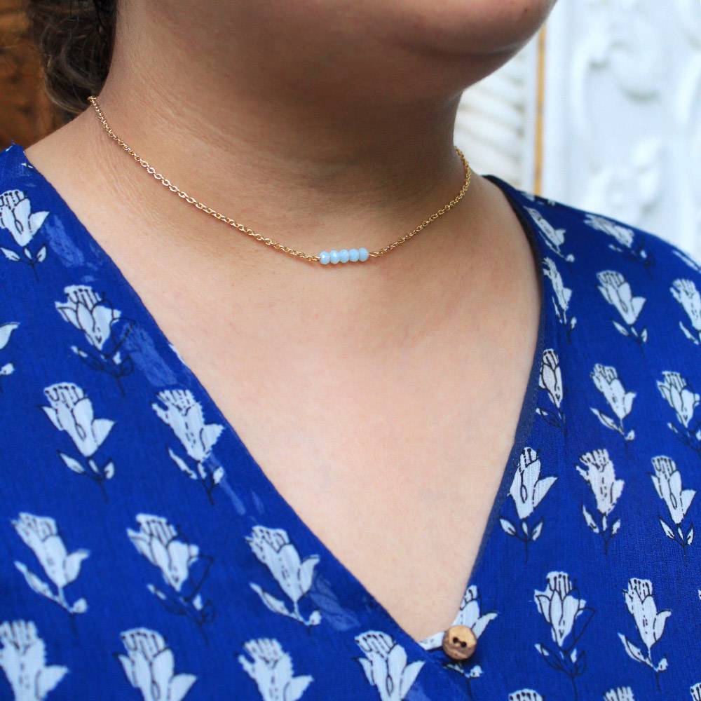 Blue Bar Choker Necklace : ACMN016
