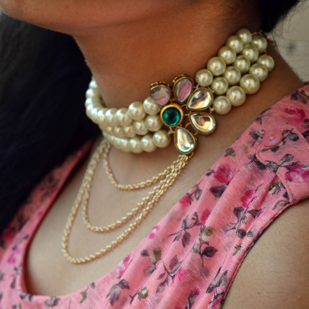 Pearl And Kundan Multi Chain Necklace : ACN030