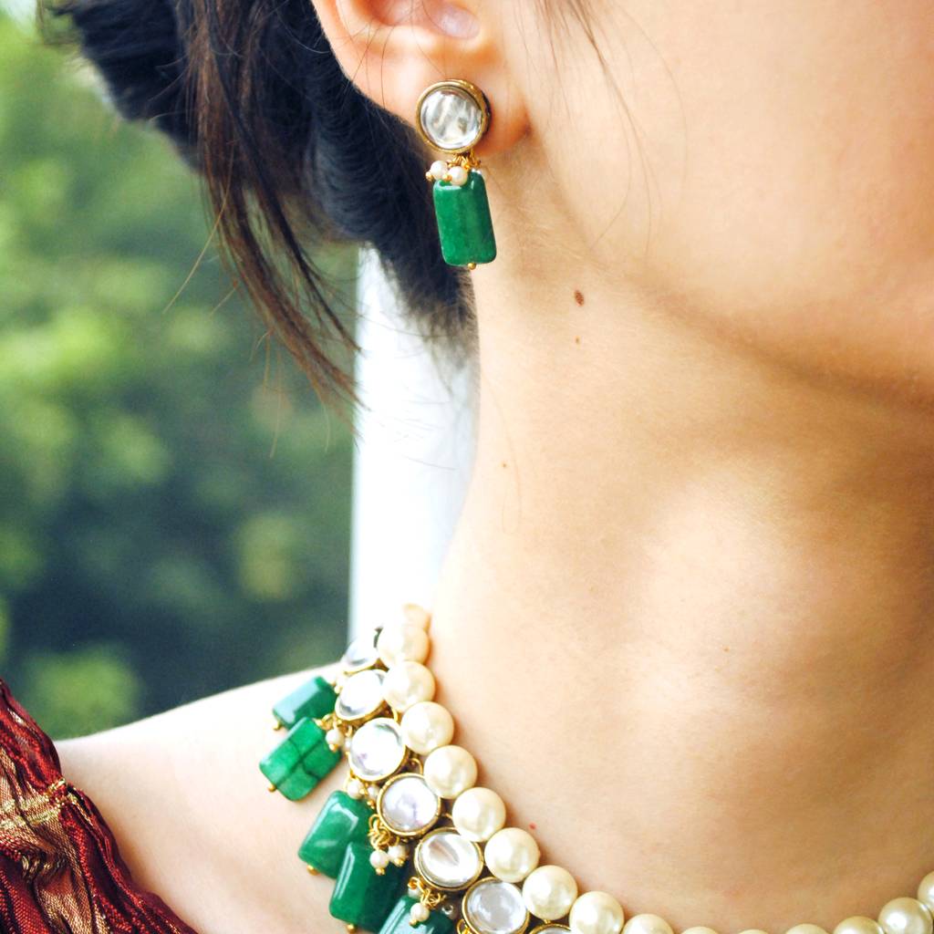 Semi Precious Stone And Kundan Necklace : ACN032G