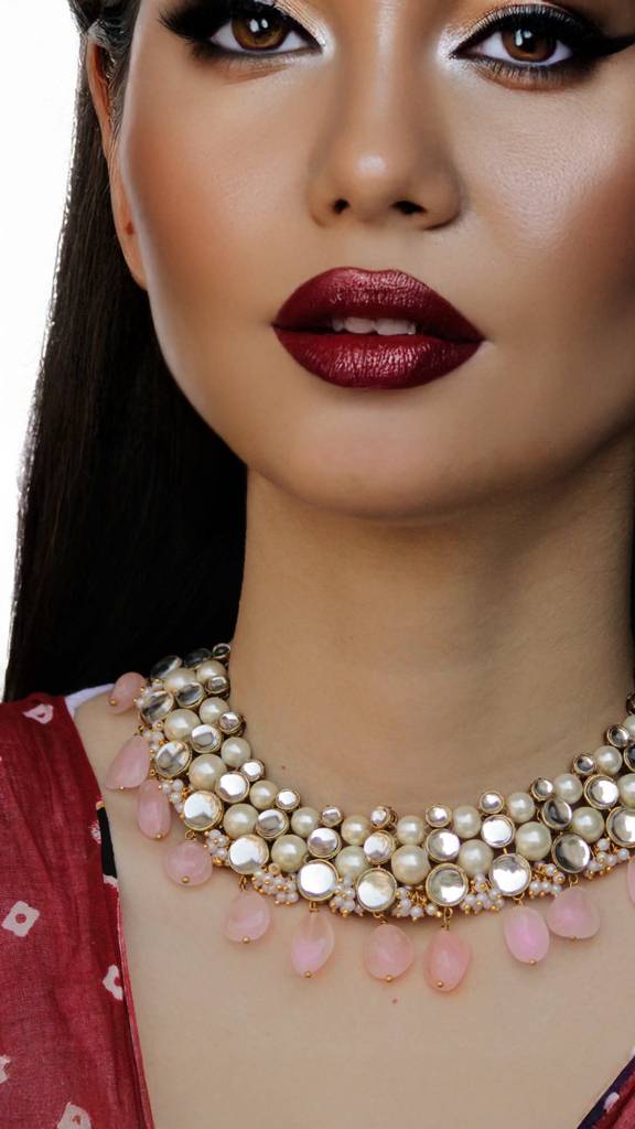 Rose Quartz Semi Precious Necklace : ACN035