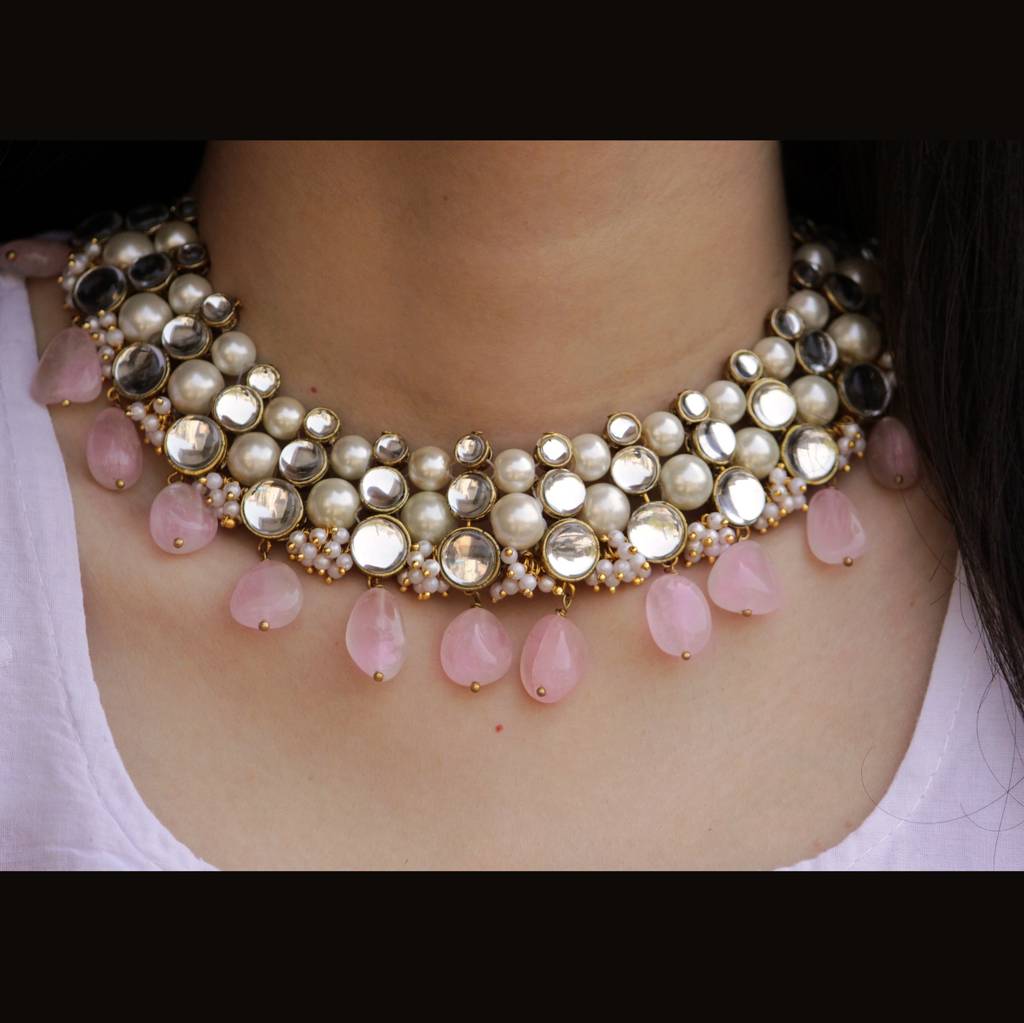 Rose Quartz Semi Precious Necklace : ACN035