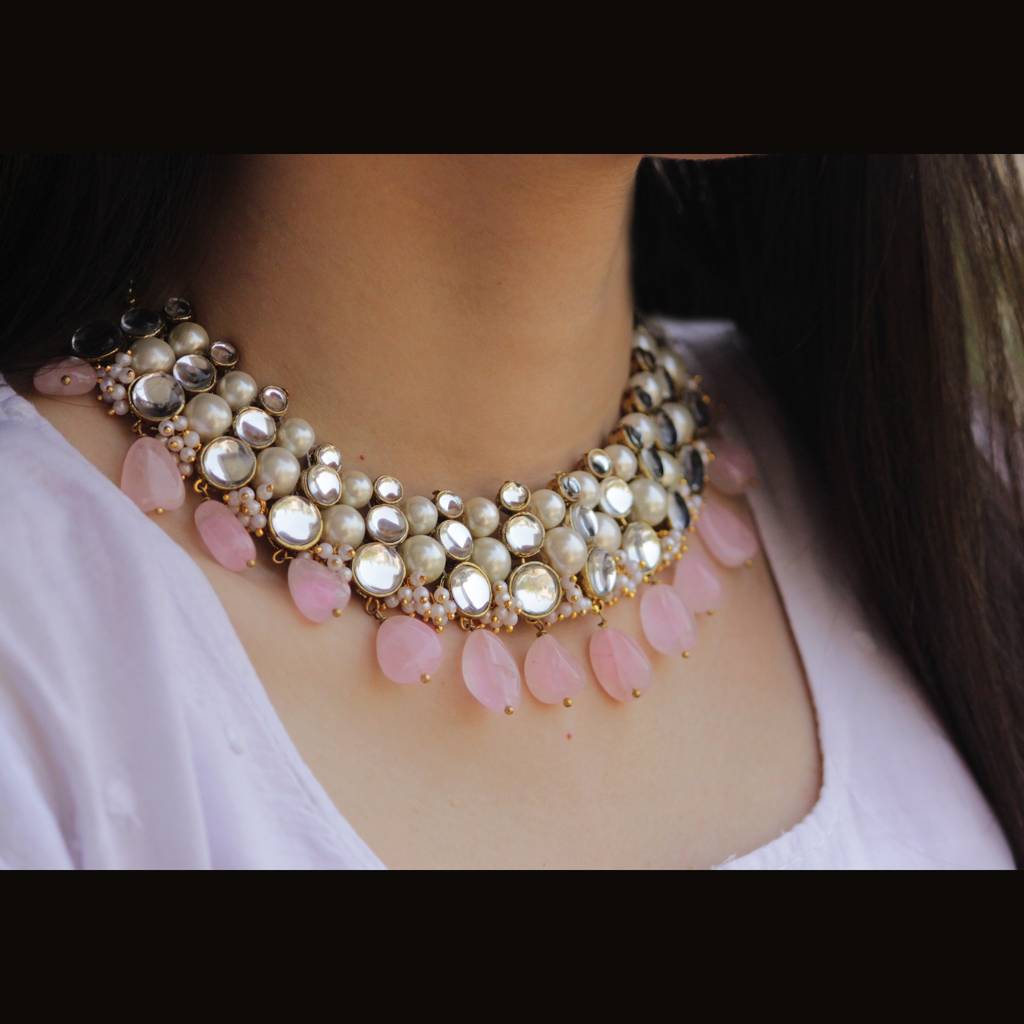 Rose Quartz Semi Precious Necklace : ACN035